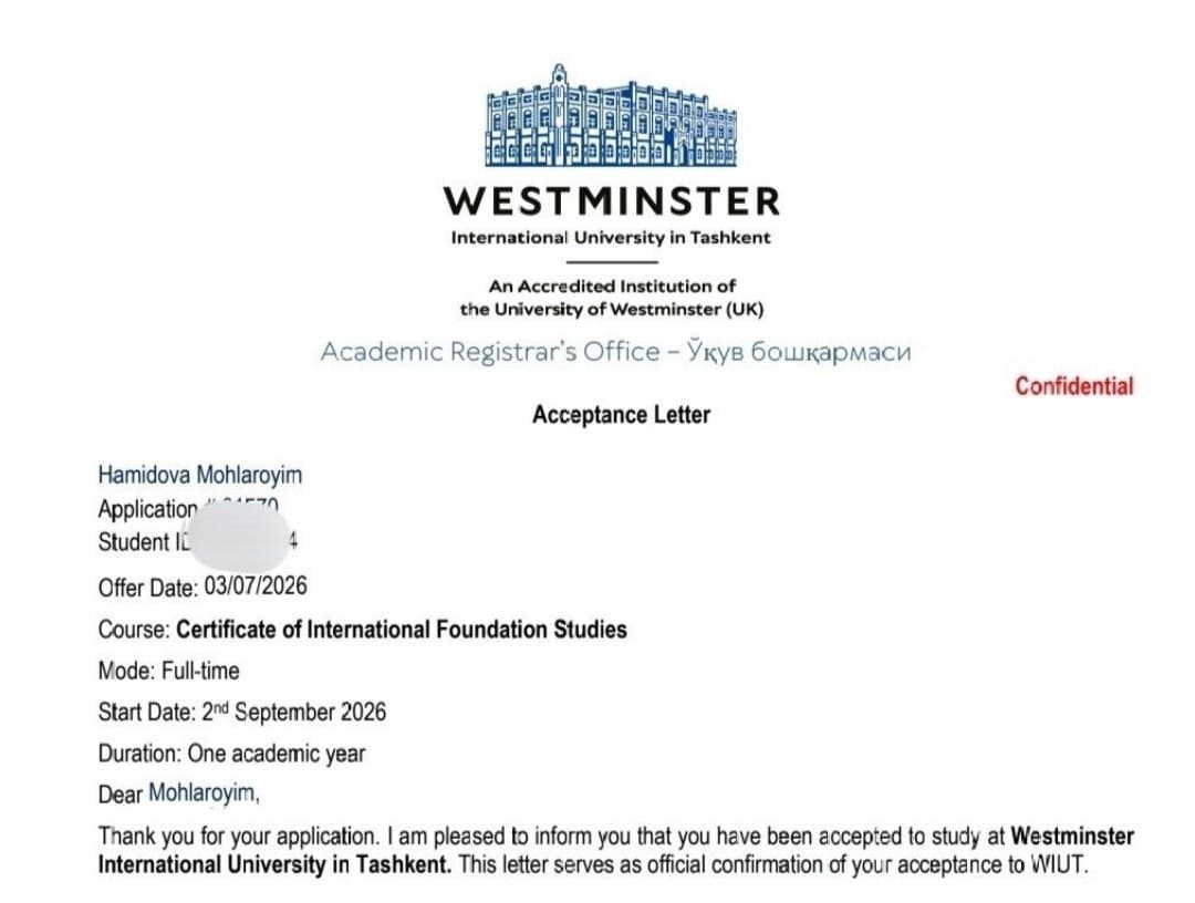 Hamidova Mohlaroyim — Westminster (WIUT)